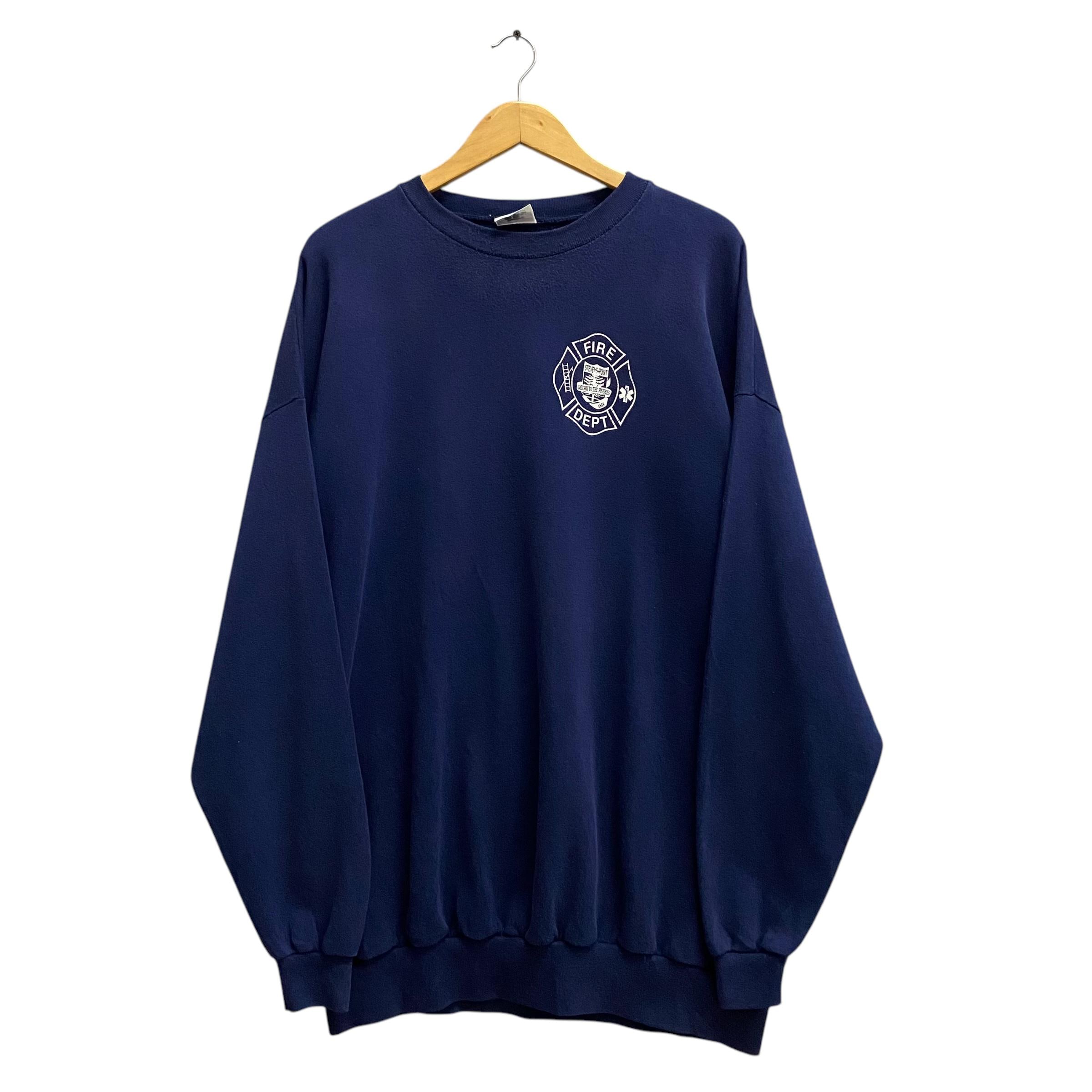 Vintage 90s Fire Dept Navy Oversize Sweatshirt XXXL Fire Dept