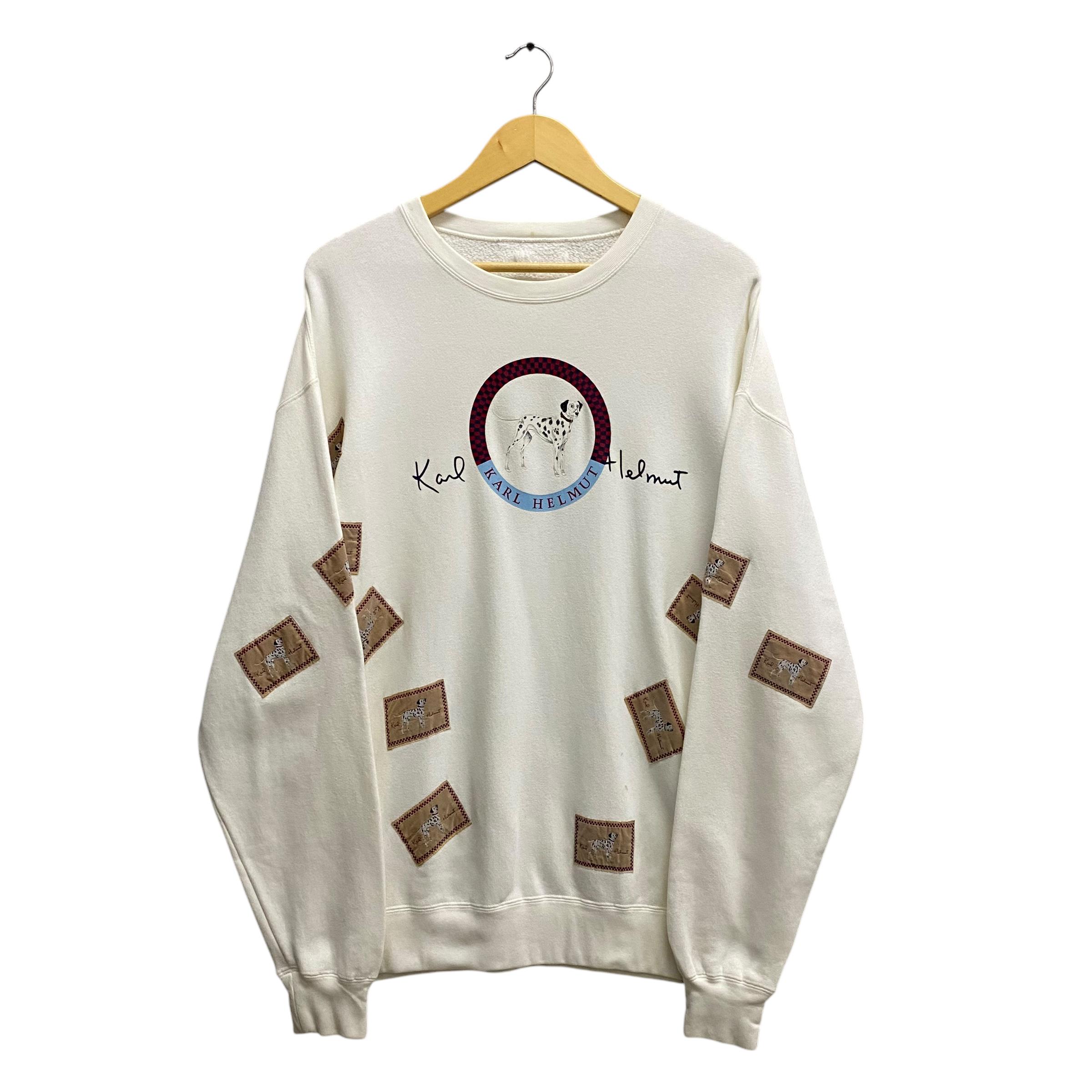 Vintage Karl Helmut Dalmatian Dog White Sweatshirt Xlarge Karl