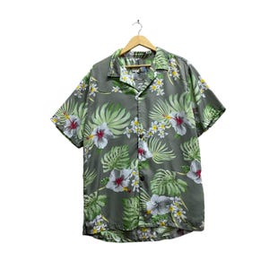 Vintage Y2K High Surf Hawaiian Wild Flower Shirt XLARGE Floral Beach Island Tiki Honolulu Aloha Wear Surf Printed Button Up Shirt Size XL