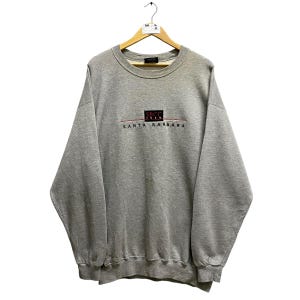 Vintage 90s Santa Barbara City College Soft Grey Sweatshirt XL Santa Barbara Crewneck Santa Barbara Sweater Pullover Embroidered Logo Jumper