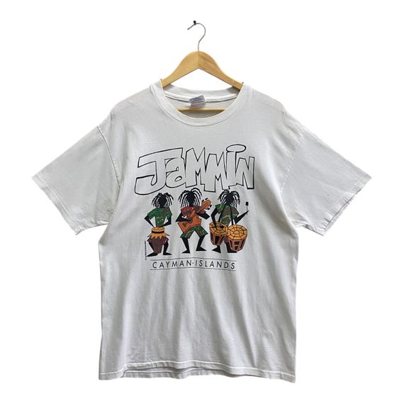 Vintage 90's Jammin Cayman Island White Tshirt LARGE Jammin Vintage 90's Jammin Cayman Island White Tshirt LARGE Jammin