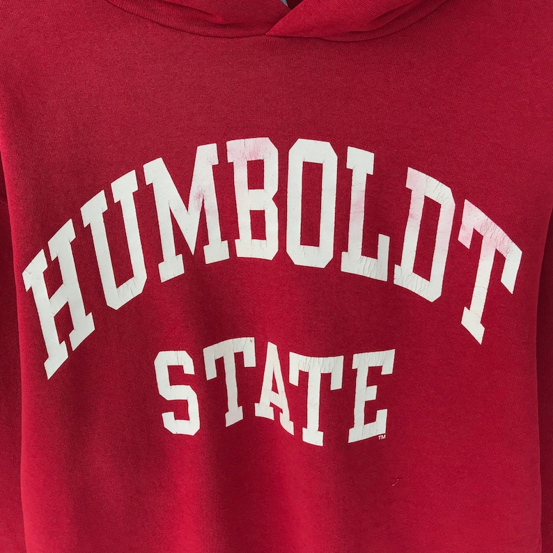 Vintage Humboldt State Red Hoodie Sweatshirt Size Medium Humboldt ...