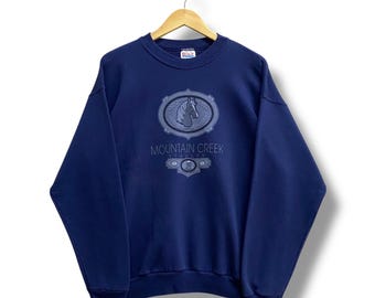 Vintage 90's Mountain Creek Stables Navy Sweatshirt LARGE Mountain
