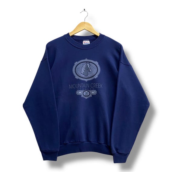 Vintage 90's Mountain Creek Stables Navy Sweatshirt LARGE Mountain