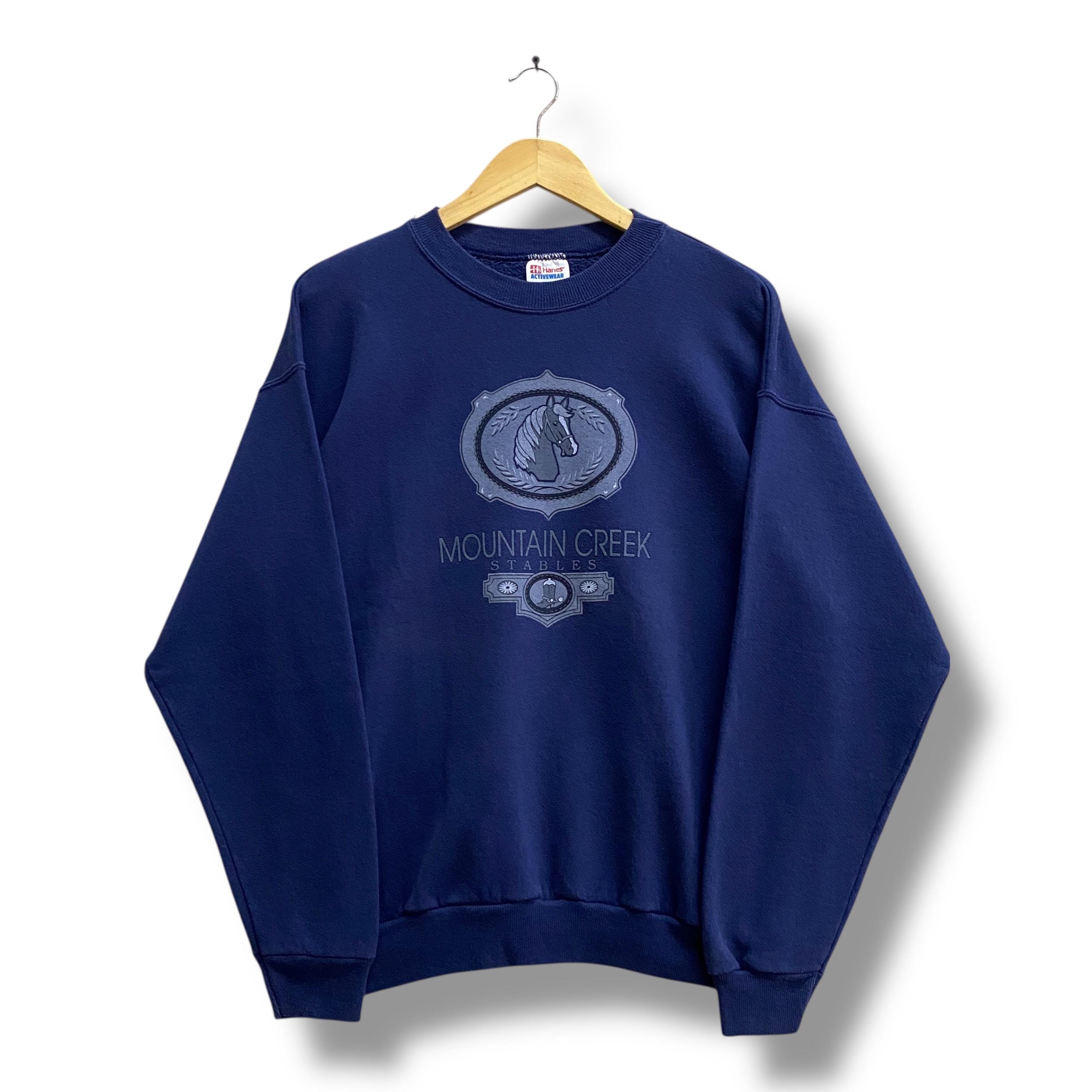 Vintage 90's Mountain Creek Stables Navy Sweatshirt LARGE Mountain
