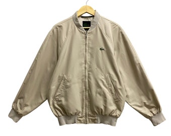 Vintage 90s Chemise Lacoste Harrington Jacket Brown Large Lacoste Alligator Sportwear Zipper Jacket Streetwear Sweater Embroidery Logo