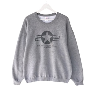 Vintage The Museum Of Flight Seattle Soft Grey Sweatshirt Baggy Size Unisex 2XL Seattle Crewneck Seattle Sweater Pullover Print Logo Jumper