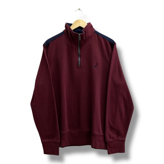 Vintage Y2K Nautica Colour Block Maroon Navy Sweatshirt LARGE 
