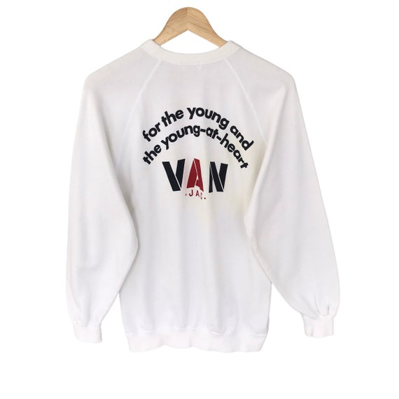 Vintage Van Jac Sportwear White Sweatshirt Size M… - image 1