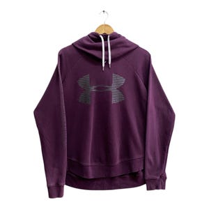 Vintage Y2K Under Armour Maroon Hoodie Sweatshirt LARGE Under Armour Crewneck Under Armour Sweater Spell Out Print Logo Under Armour Jumper
