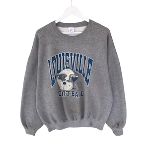 Bluza Vintage Louisville Football Grey 2XLarge Louisville Cardinal Crewneck University Louisville Sweater Pullover Print Logo Jumper