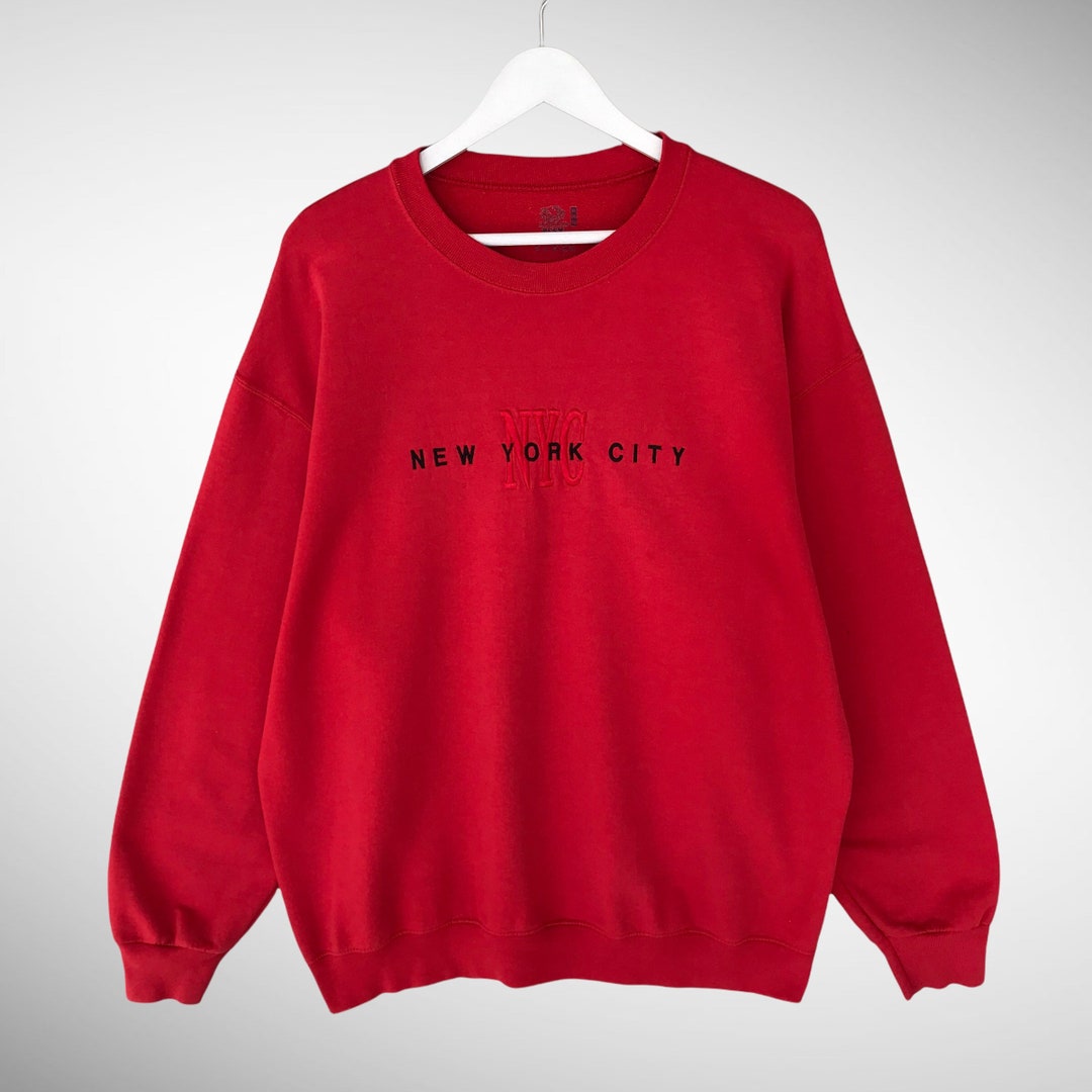 Vintage 90s New York City Red Sweatshirt Xlarge New York State Crewneck