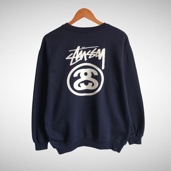 brixtonclothing Vintage Stussy Biglogo Print Sweatshirt Stussy Vintage 90s Navy Crewneck Sweatshirt Pullover Jumper Streetwear Stussy Vintage USA Size Large