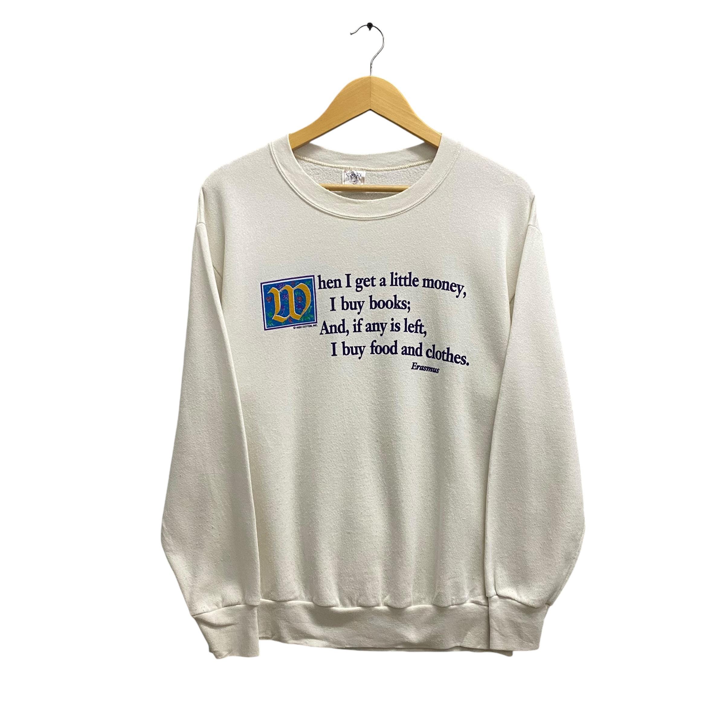 Vintage 90s Writing Unisex White Sweatshirt Large Writing