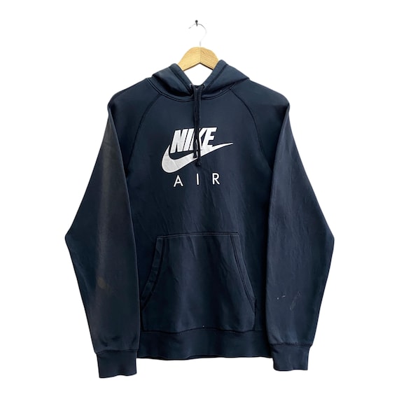 Felpa con cappuccio vintage Nike Swoosh nera sbiadita dal sole