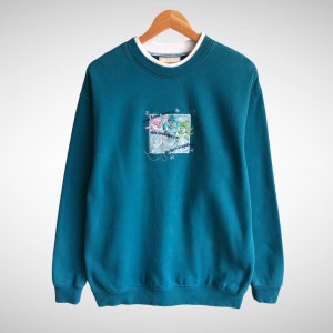Vintage Mc Sportswear Green Sweatshirt Size Large Snowman Crewneck Snowman Sweater Pullover Embroidered Logo Christmas Mc Sportswear Jumper