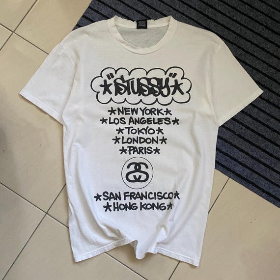 Vintage Y2K Stussy X Haze World Tour Distressed T-shirt Rare