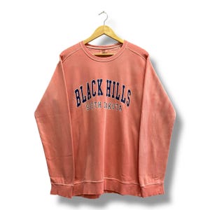 Vintage Y2K Black Hills South Dakota Orange Sweatshirt LARGE Black Hills Crewneck Black Hills Dakota Sweater Pullover Print Logo Jumper