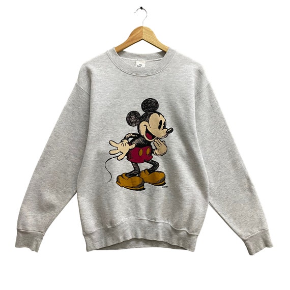 Vintage 90s Mickey Mouse Grey Sweatshirt Medium M… - image 1