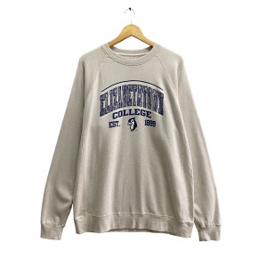 Vintage Elizabeth Town College Cream Sweatshirt Xlarge Elizabeth Town Crewneck Elizabeth Town College Sweater Pullover Print Logo Jumper