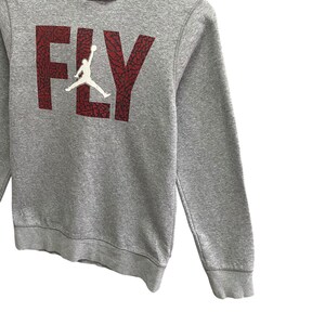Sudadera con capucha vintage Nike Air Jordan Fly Grey para niños, talla L, con logo Jump Man, estilo urbano juvenil Y2K. imagen 3
