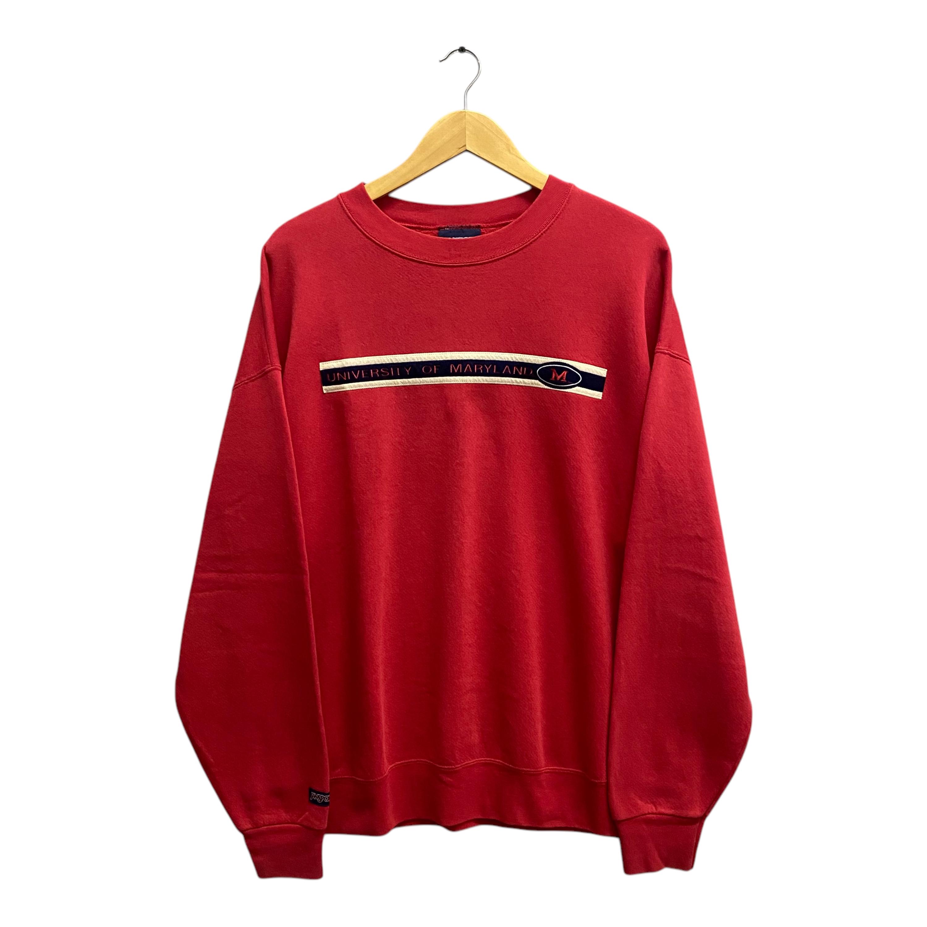 Vintage 90's University Of Maryland Red Sweatshirt XLARGE Maryland Crewneck University Sweater Pullover Embroidered Logo Maryland Jumper