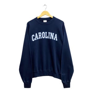 Vintage 90's Carolina Navy Sweatshirt XLARGE Carolina University Sweater Carolina College Crewneck Carolina Ncaa Pullover Print Logo Jumper