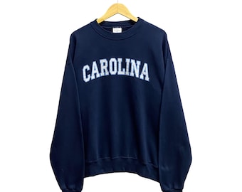 Vintage 90er Carolina Navy Sweatshirt XL CAROLINA UNIVERSITÄT Pullover Carolina College Crewneck Carolina Ncaa Pullover Print Logo Pullover
