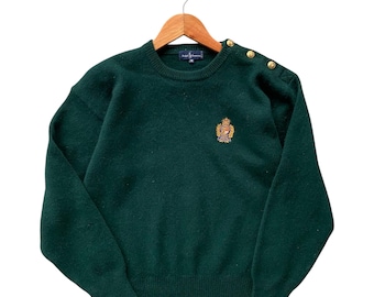 Vintage 90's Polo Ralph Lauren Green Knitwear MEDIUM Polo Ralph Lauren Crewneck Polo Pony Sweater Pullover Embroidered Logo Polo RL Jumper