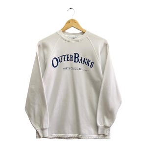 Vintage Y2K Outer Banks North Carolina White Sweatshirt SMALL Outer Banks Crewneck Outer Banks sweater Pullover Spell Out Print Logo Jumper