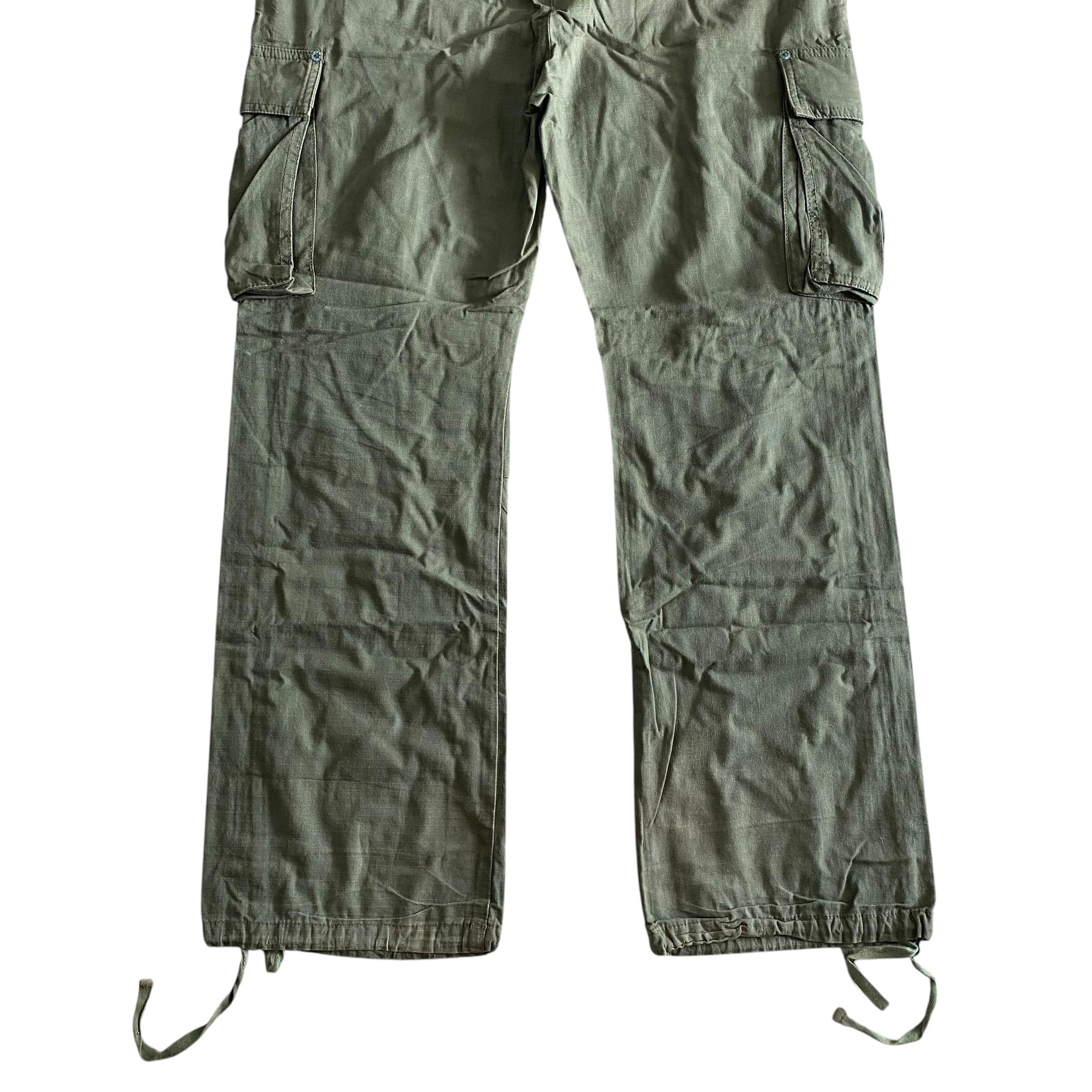 Vintage Y2K Bonds&peace Green Army Cargo Baggy Wide Parachute