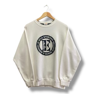 Vintage 90&#39;s Ellesse Perugia Stile Sportiva White Women Sweatshirt LARGE Ellesse Crewneck Ellesse Sweater Pullover Embroidered Logo Jumper