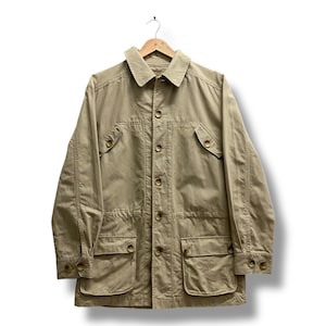 Vintage LL Bean Denim Field Jacket, Plaid Lined Barn Coat