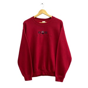 Vintage 00s Alaska Wildlife Animal Maroon Sweatshirt Alaska Crewneck Alaska Sweater Pullover Jumper Embroidered Logo Habitat Animal Jumper