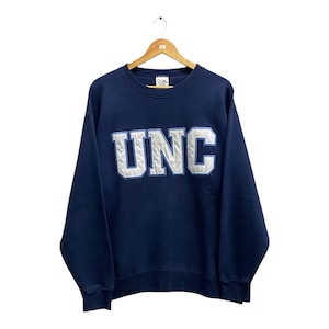 Vintage 90's University North Carolina Navy Sweatshirt XLARGE North Carolina Crewneck North Carolina Sweater Pullover Patches Logo Jumper