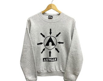 Vintage 90s Airwalk Sweatshirt Medium Skateboarding Streetwear Big Logo Crewneck 90s Y2K Printed Logo Jumper Size M