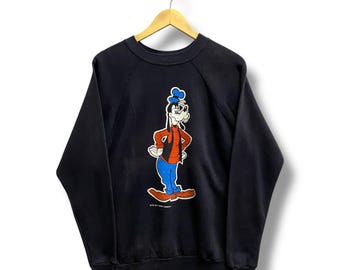 Sudadera negra vintage de Disney Goofy de los años 90, suéter grande de cuello redondo de Disney Mickey Goofy de Walt Disney, jersey con el logotipo de Minnie Mickey.