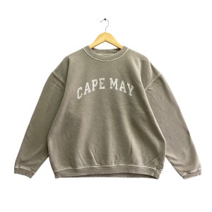 Vintage 90&#39;s Cape May Brown Sweatshirt Size LARGE Cape May Crewneck Cape May Lighthouse Sweater Pullover Cape May City Print Logo Jumper