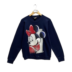 Vintage 90s Minnie Mouse Navy Sweatshirt Small Minnie Mouse Crewneck Disney Goofy Pluto Sweater Cartoon Daisy Duck Mickey Logo Print Jumper