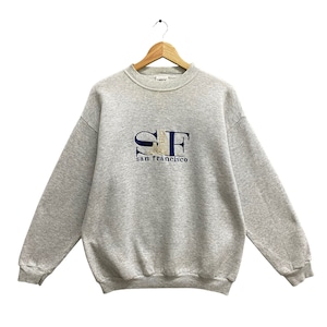 Vintage 90's San Francisco Grey Sweatshirt LARGE San Francisco Crewneck Francisco Sweater Pullover San Francisco Embroidered Logo Jumper