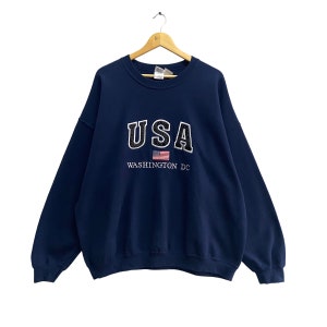 Vintage 00s Washington DC Navy Sweatshirt 2XL Washington Crewneck Washington Capitol Sweater Pullover White House Monument Embroidery Jumper