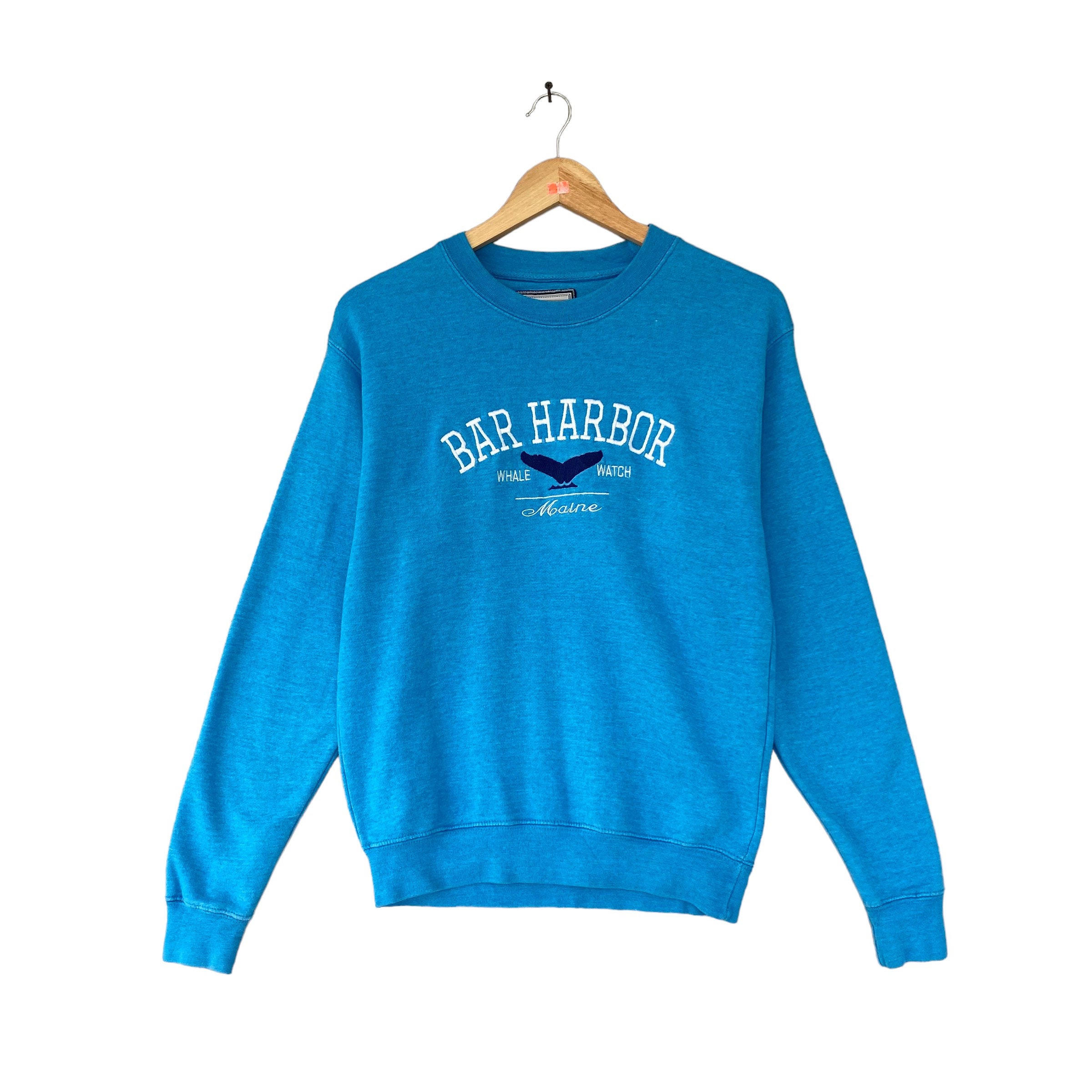 Vintage Bar Harbor Maine Blue Unisex Sweatshirt Medium Bar Harbor 