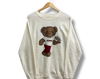 Vintage 90's University Alabama White Sweatshirt MEDIUM Alabama Crewneck Alabama Crimson Tide Sweater Pullover Alabama Print Logo Jumper