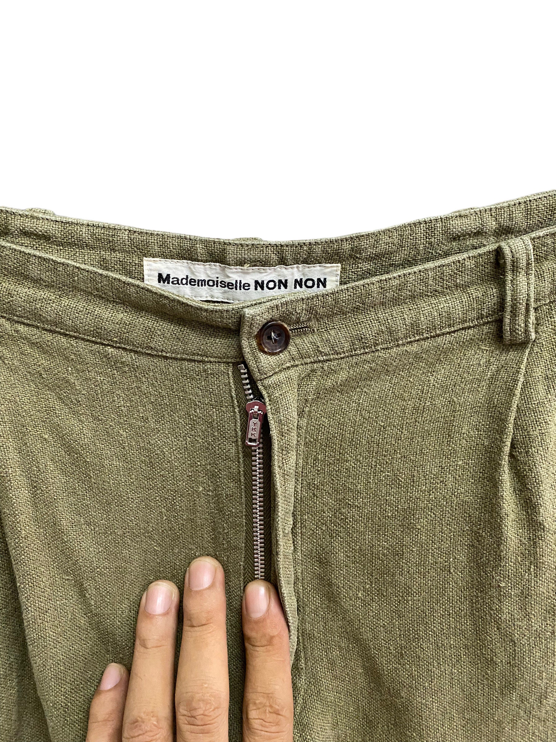 Vintage Mademoiselle Non Non Green Trousers Pants High Waist Size 