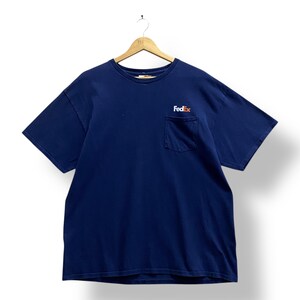 Vintage Y2K Fedex Navy Single Pocket Tee Fedex Crewneck Fedex Sweater Pullover Streetwear Spell Our Print Logo Fedex Jumper