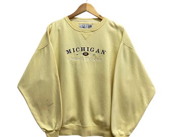 Vintage 90s Michigan Wolverines National Champions Sweatshirt XLarge Retro College Crewneck Classic NCAA Campus Apparel Embroidery Size XL