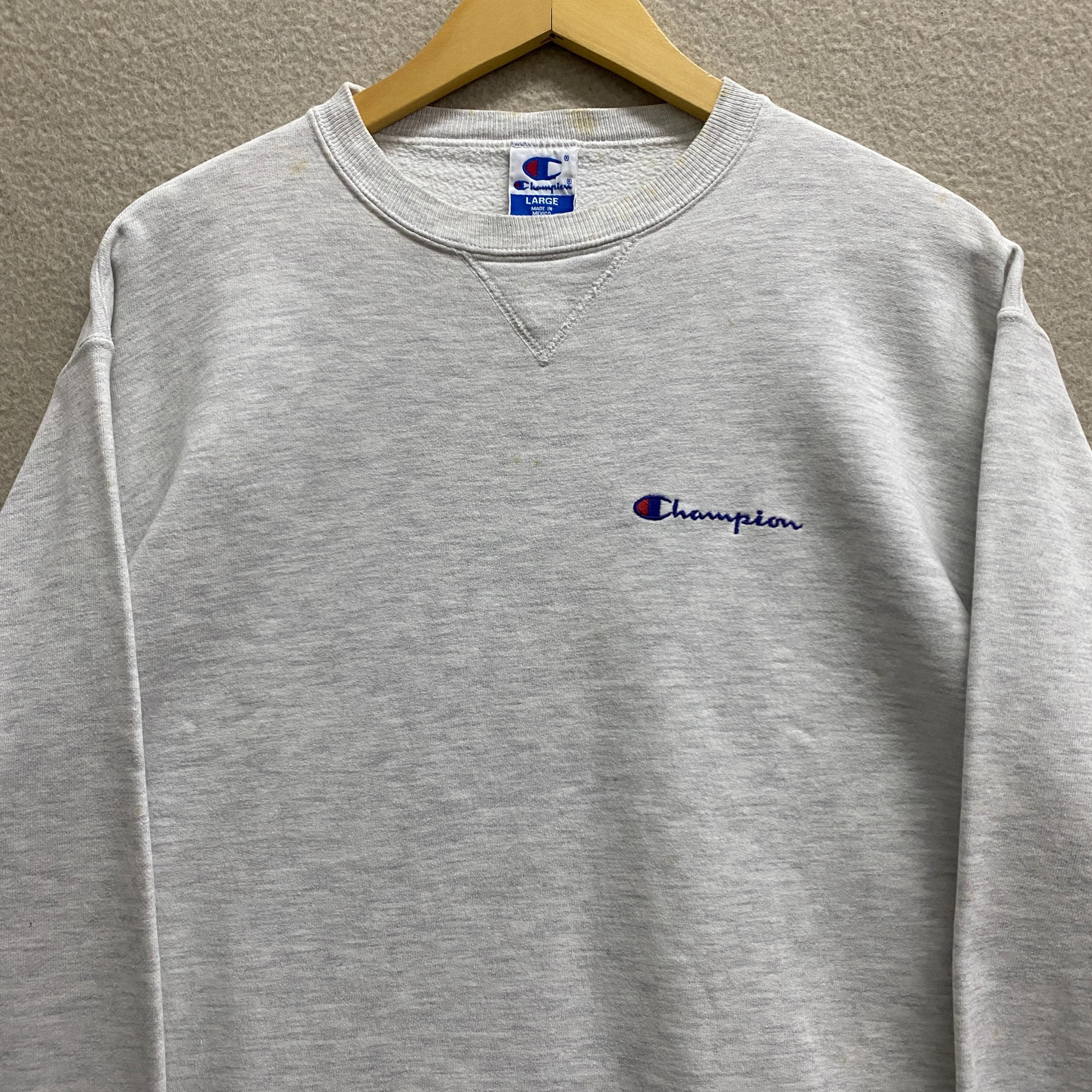 Vintage 90's Champion Grey Sweatshirt LARGE Champion Script Logo