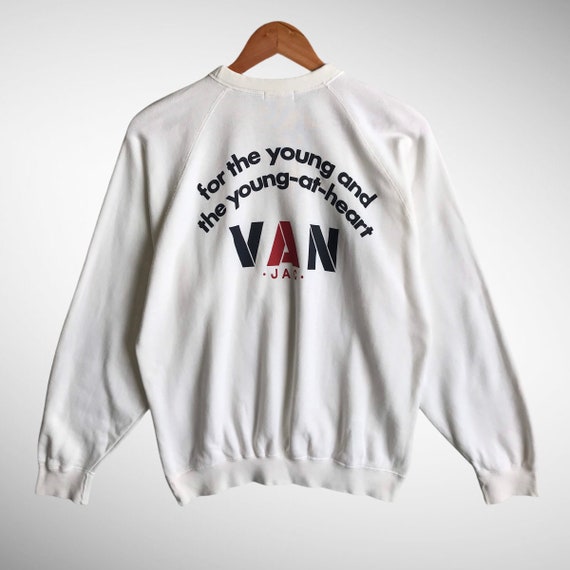 Vintage 90s Van Jac Sportwear White Sweatshirt Med