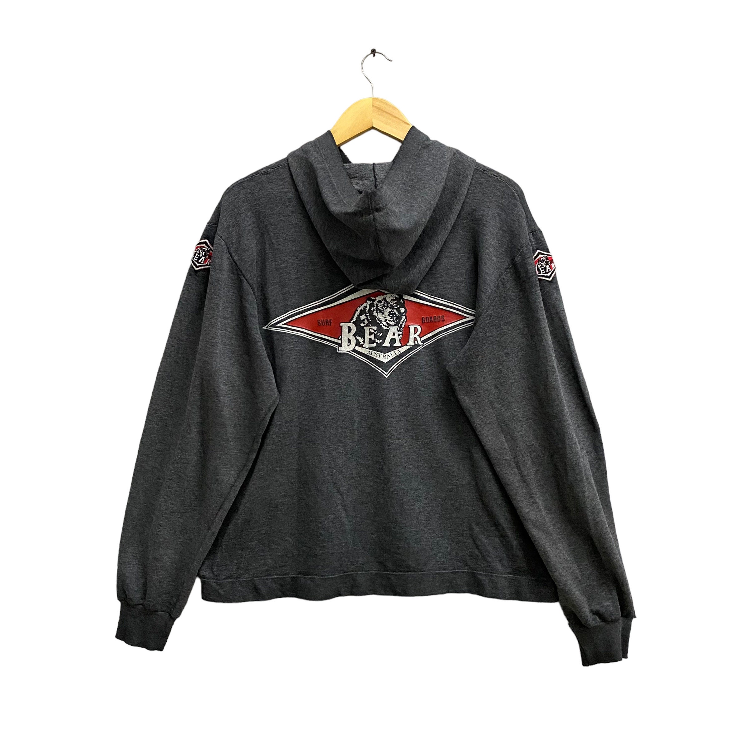 Vintage Surf Board Bear Grey Hoodie Size Medium Bear Vintage Surf Board Bear Grey Hoodie Size Medium Bear