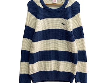 Vintage Lacoste La Chemise Striped Knitwear Sweatshirt Size Large La Chemise Lacoste Crewneck Lacoste Sweater Pullover Patches Logo Jumper